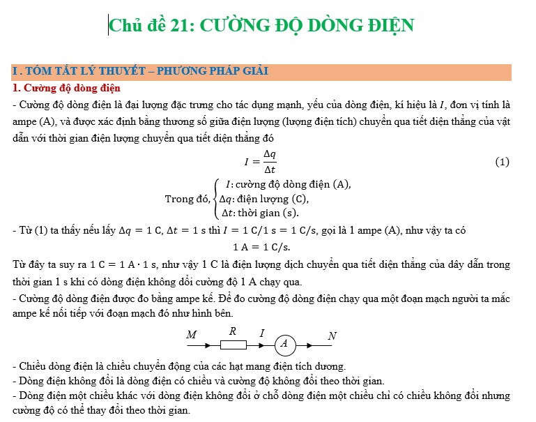 Bộ chủ đề dạy thêm vật lí 11 ba sách Dòng Điện Mạch Điện - có lời giải